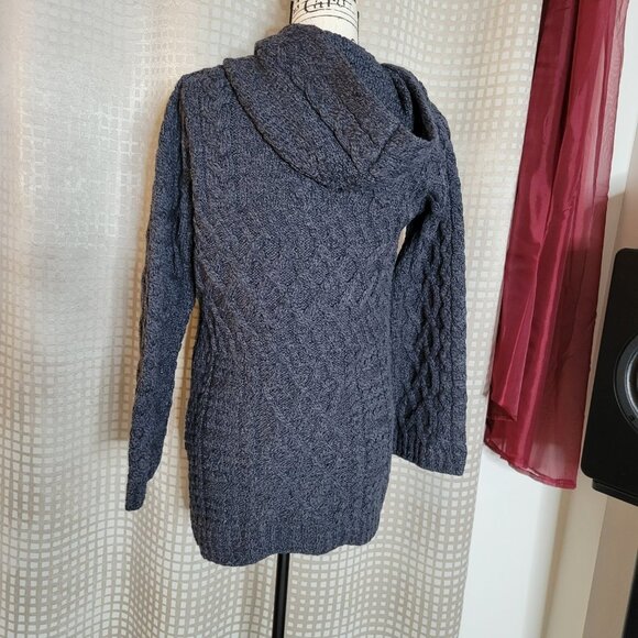 Kilronan Merino Wool Bell Sleeve Hooded Cardigan Sweater - Size XS - Picture 4 of 9